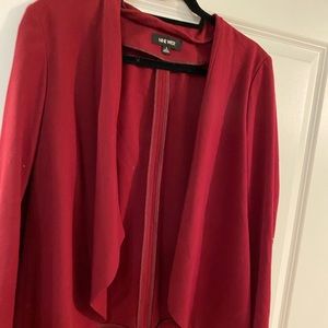 Nine West crimson drape front open blazer 8 red
